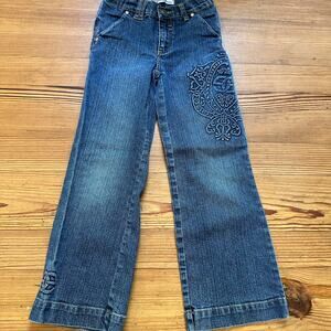 Ecko Red dark‎ wash embossed wide leg jeans SIZE 7